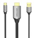 USB-C í HDMI snúra með USB rafinntaki, málm