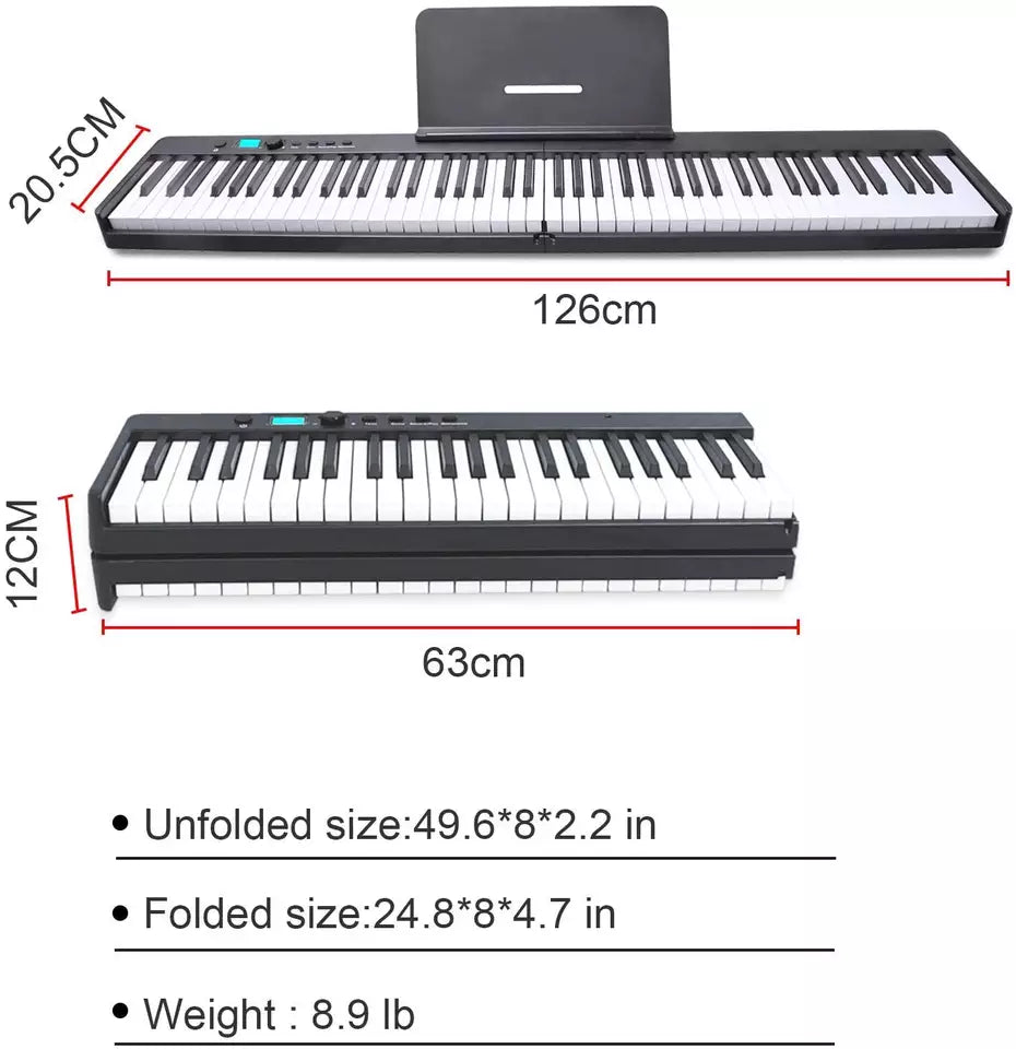 88 samanbrjótanlegt lykla piano.